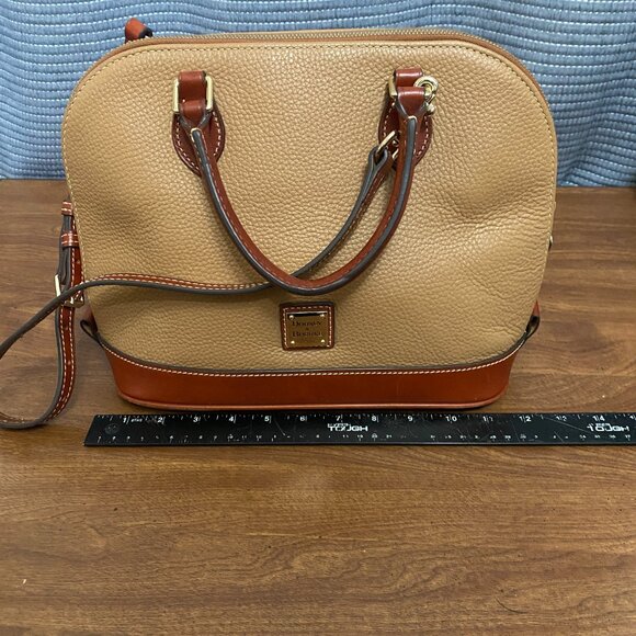 Dooney & Bourke Pebble Grain Zip Zip Satchel Brown Leather Handbag - Picture 9 of 12